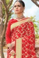Classy Art Silk Saree in Red with Weaving