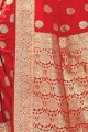 Red Weaving Art Silk Saree