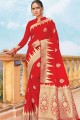 New Art Silk Saree with Weaving in Red