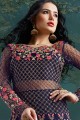 Violet Anarkali Suits in Net with Net