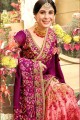 Embroidered Net & Art Silk Saree in Purple & Pink with Blouse
