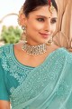 Chiffon Embroidered Light Blue Saree with Blouse