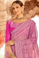 Pink Saree with Embroidered Chiffon