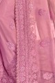 Pink Saree with Embroidered Chiffon