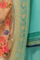 sky Blue Georgette Palazzo Suits in Satin