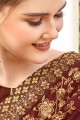 Embroidered Saree in Brown Brasso & Georgette