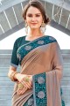 Rose Gold Saree in Embroidered Georgette & Satin