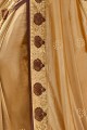 Saree in Beige Georgette & Satin with Embroidered