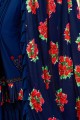 Lycra Saree with Printed in Royal Blue