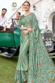Saree in Pastel Green Lycra with Printed