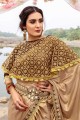 Beige Lycra Saree with Embroidered