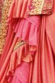 Embroidered Lycra Pink Saree Blouse