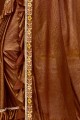 Brown Saree with Embroidered Lycra