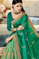 Saree in Light Green Green Georgette & Art Silk with Embroidered