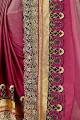 Dusty Pink & Magenta Embroidered Saree in Satin & Silk