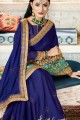 Embroidered Chiffon & Satin Saree in Royal Blue