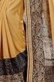Embroidered Georgette Saree in Beige with Blouse