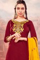 Cotton Maroon Patiala Suits in Cotton