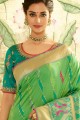 Stylish Light Green Embroidered Saree in Art Silk