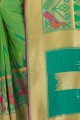 Stylish Light Green Embroidered Saree in Art Silk