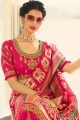 Gorgeous Dark Pink Embroidered Saree in Art Silk