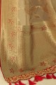 Classy Embroidered Saree in Beige Art Silk