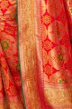 Embroidered Art Silk Orange Saree Blouse