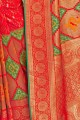 Contemporary Embroidered Art Silk Saree in Red with Blouse