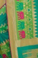 Embroidered Art Silk Saree in Blue & Green with Blouse