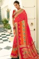 Gorgeous Rani Pink Art Silk Embroidered Saree with Blouse