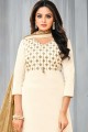 Cotton Salwar Kameez in off White with Cotton