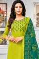 Parrot Green Cotton Salwar Kameez with dupatta