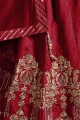 Lehenga Choli in Dark Pink Art Silk with Embroidery