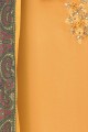 Mustard Yellow Salwar Kameez in Tusser Art silk with Tusser Art silk