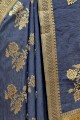 Dazzling Art Silk Navy Blue Saree in Weaving