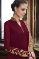 Maroon Georgette Straight Pant Palazzo Suits with Georgette