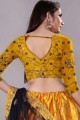 Fashionable Yellow Satin and silk Lehenga Choli