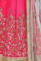 Rani Pink Art Silk Lehenga Choli with Embroidery