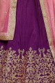 Purple Lehenga Choli in Embroidered Art Silk