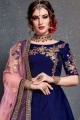 Delicate Royal blue Satin and silk Lehenga Choli