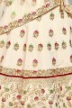 Embroidered Lehenga Choli in Cream Silk