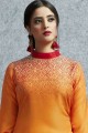 Orange Churidar Salwar Kameez in Cotton