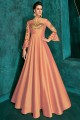 Peach Silk Gown Dress