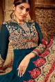 Prussian Blue Georgette Churidar Anarkali Suits with Georgette