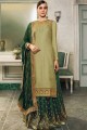 Silk Light Green Palazzo Suits in Satin