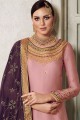 Stylish Pink Silk Palazzo Suits with Satin