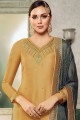 Mustard Yellow Silk Palazzo Suits with Satin