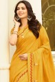 Mustard Yellow Silk Saree with Embroidered