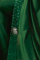 Dark Green Saree in Silk with Embroidered