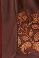 Patch Silk Saree in Brown with Blouse